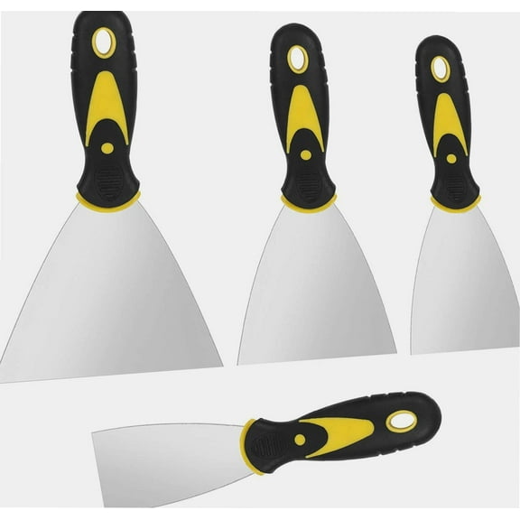 4 Pcs Wallpaper Scraper, Stainless Steel Paint Scraper Filling Putty Knife Set Putty Drywall Joint Knife Plastering Tools for Walls