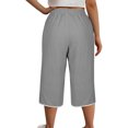 thumbnail image 4 of KyCheLot Women's Casual Capri Pants Elastic Waist Solid Color Drawstring Loose Cropped Pants with Pockets, 4 of 7
