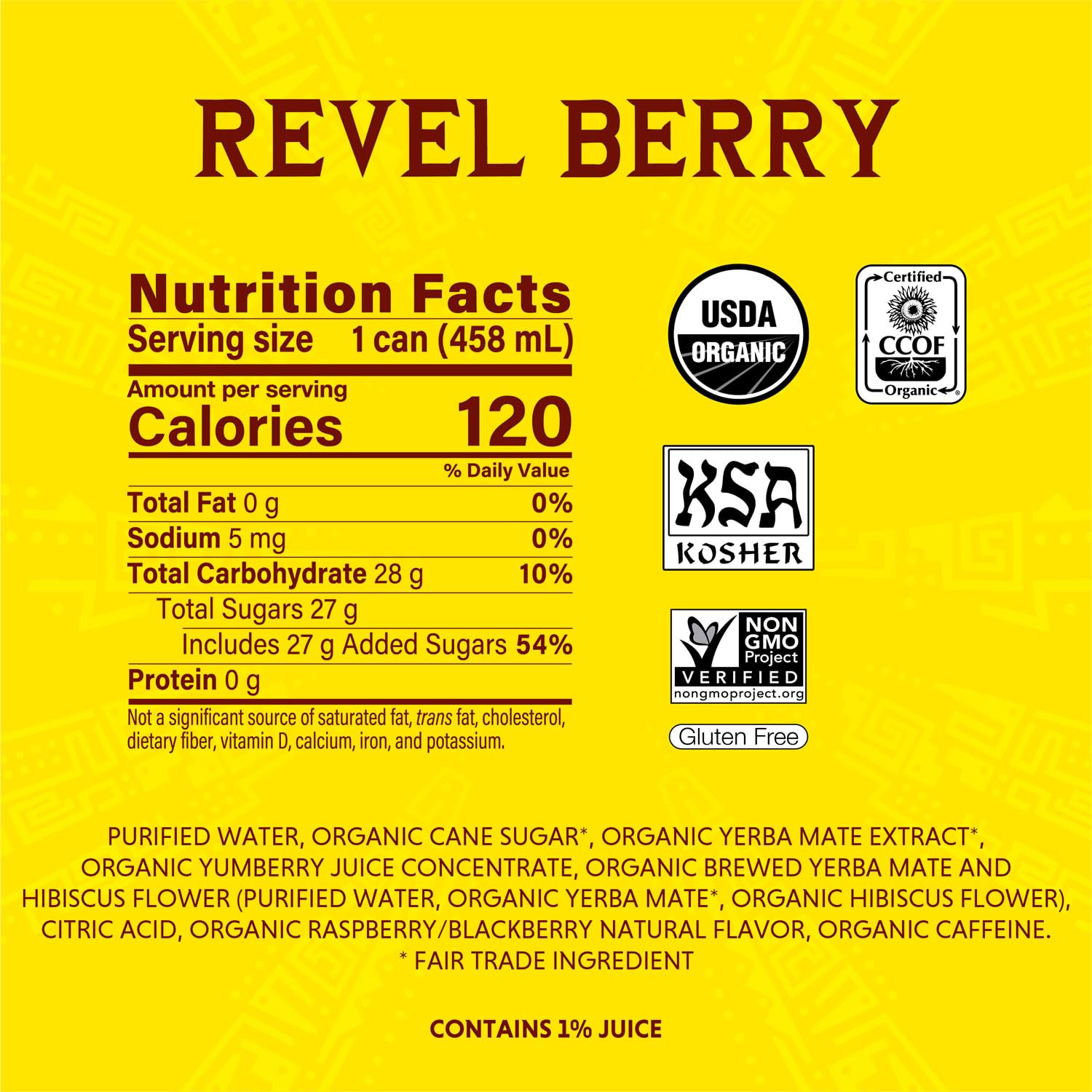 Guayaki Yerba Mate Variety Pack - Lemon, Enlighten Mint, Revel Berry, Bluephoria, Orange Exuberance - 15.5 ounce (Pack of 15)