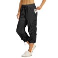 thumbnail image 2 of Capris de Détente pour Femmes avec Cordon de Serrage Réglable, Pantalon Cargo à Séchage Rapide, Bas Resserré, Taille Élastique Extensible, Poches, Noir TG, 2 of 10