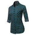 thumbnail image 1 of FashionOutfit Women's Casual Lightweight Long Sleeve Button Down Plaid Shirts, 1 of 1