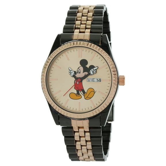 Man's Mickey Mouse Watch IP Black and Rose Gold with Day and Date - MK8188LA