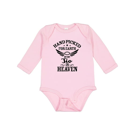 Inktastic Handpicked for Earth by My Tio in Heaven with Angel Wings Boys or Girls Long Sleeve Baby Bodysuit