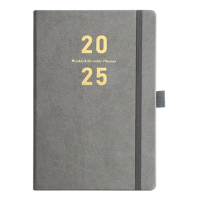 Faux Leather Daily Agenda Planner, Daily Planner, Academic Planner Weekly and Monthly Planner Fancy Notebook Composition Books in Bulk Note Pad Journals for Writing, Travel, Business, Grey