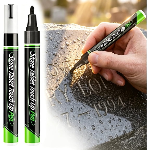 1PCS Tombstone Marker Pen, for Restoring Faded Grave Inscriptions, Waterproof Stone Touch-up Pen, for Faded Headstone, Ceramic, Stone, Crafting (Black)
