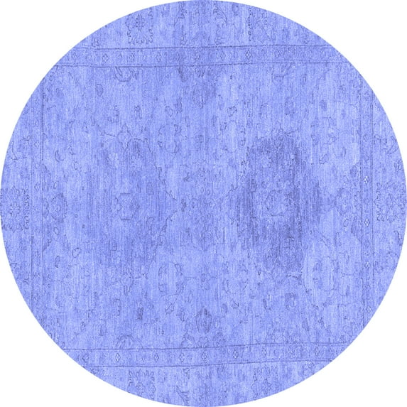 Ahgly Company Indoor Round Abstract Blue Modern Area Rugs, 5' Round