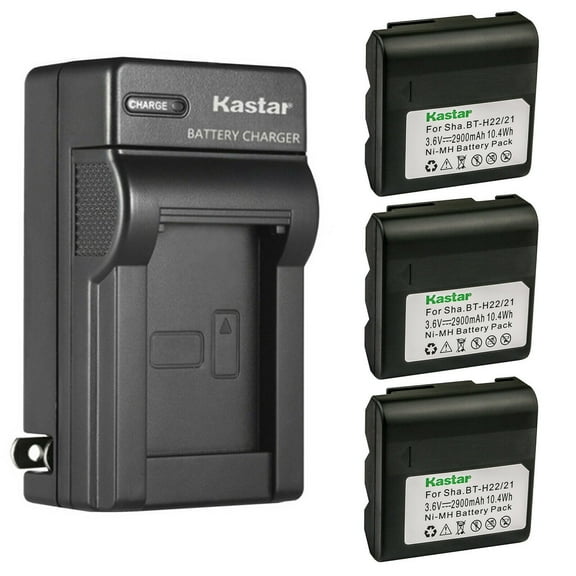 Kastar 3-Pack Battery and AC Wall Charger Compatible with Sharp VL-AH1500, VL-AH150U, VL-AH151, VL-AH1510, VL-AH151H, VL-AH151S, VL-AH151U, VL-AH160U, VL-AH161U, VL-AH30, VL-AH30H, VL-AH30S