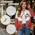 thumbnail image 6 of Xixirimido Women's Windbreaker Bomber Jacket Zip Up Jacket Fall Winter Casual Coat Lightweight Women Loose Fit Outerwear with Pockets, Christmas Snowflake Snowman, Medium, 6 of 7