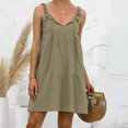thumbnail image 6 of TIHLMK Womens Dresses Ladies Loose Solid Color Lace-Up Sleeveless Sling Ruffle Mini Dress, 6 of 7