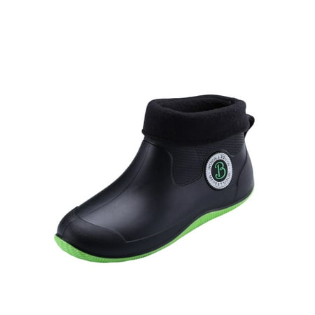 

Avamo Women Men Rain Boots Outdoor Garden Shoes Slip Resistant Rubber Boot Womens Mens Rainboot Unisex Comfort Lightweight Waterproof Black Green with Warm Liner 7