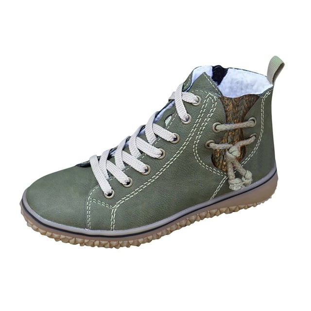 Bottines Chaudes à Talon Compensé pour Femmes Imprimé Léopard Bottines Femmes Grande Taille Décontractées Plates Femmes Semelle Crantée Plateforme Talon Épais Plateforme pour Femmes Léopard pour Femmes