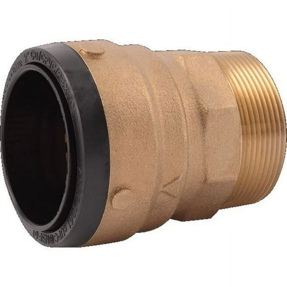 Sharkbite Push-Fit Adapter Fitting, 2 in Tube Size, Brass, Brass UXL115450M