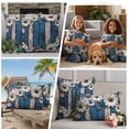 thumbnail image 5 of Blue White Daisy Outdoor Waterproof Pillow Covers, Vintage Farmhouse Butterfly Floral Wood Decorative Square Throw Pillowcase Sofa Cushion Sham for Patio/Couch/Chair, 16"x16" 2 Pack, 5 of 8