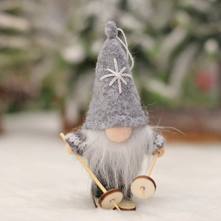 

VERMON Christmas Ski Doll Decorative Anti-fade Useful Xmas Tree Faceless Doll Pendant