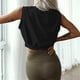 thumbnail image 5 of Top deportivo sin mangas de color liso para mujer - Camiseta corta para yoga y running, poliéster, transpirable - Ropa informal para hacer ejercicio, 5 of 8