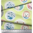 thumbnail image 2 of Soimoi Modal Satin Fabric Circle,Fish & Cute Animals Patchwork Print Fabric by The Yard 42 Inch Wide, 2 of 3