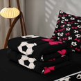 thumbnail image 5 of Manfei Football Soccer Zipper Twin Comforter Sets with Fitted Sheet and 2 Pillowcases, Cute Bowknot Zipper Bedding Set, Black HotPink White, 5 of 7