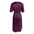 thumbnail image 6 of Afdoent Women's Dresses Elegant Solid Color Waist Cinching Short Sleeve Dress Of The Bride/Groom Party Travel Outfits, 6 of 7