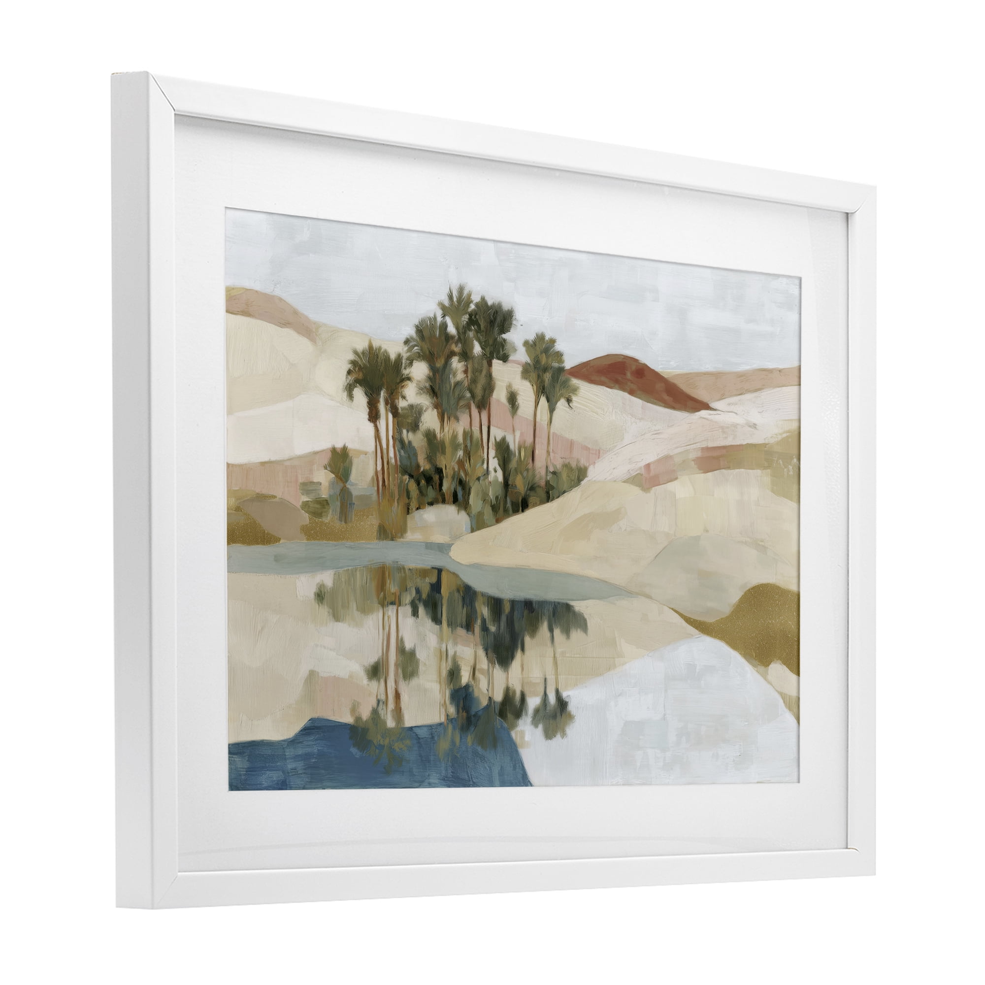 Stupell Industries Desert Oasis with Palm Reflection White Framed Print Under Glass, design by Chromatic Storm Studio