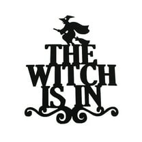 OAVQHLG3B Halloween Hanging Sign Decoration The Witch is in Hanging Door Sign Witch Halloween Welcome Sign Wooden Wall Decor for Halloween Home Party Indoor Outdoor Decoration