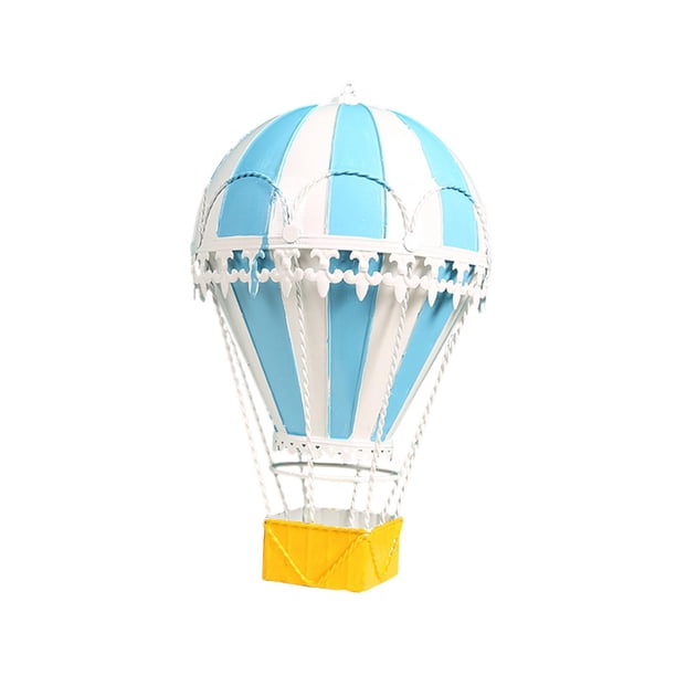 Adorno de globo de aire caliente, diseño de escena, decoración colgante de pared, accesorios de fotografía, encanto de estilo Retro para mesa, hogar, , Azul claro perfecl Escultura de globo aerostático