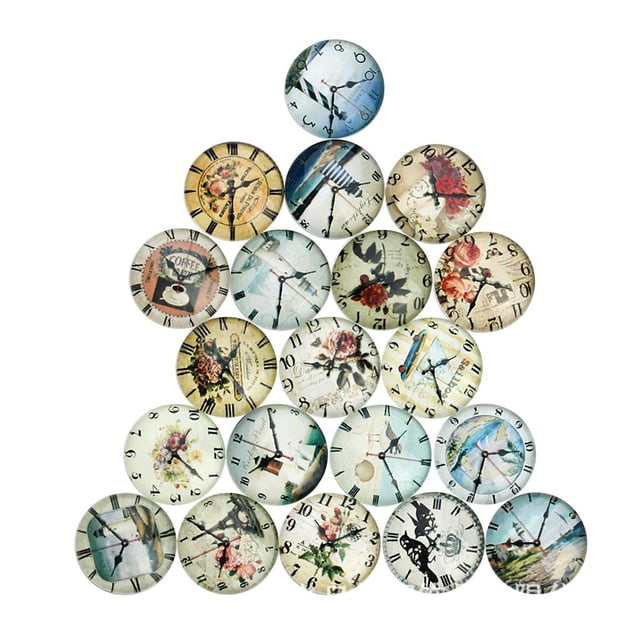 20 piezas de reloj de estilo de con cúpula de camafeo cabujón plano para collar de bricolaje hallazgos de joyería manua 10mm Baoblaze Joyería que hace el cabochon
