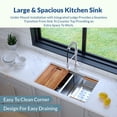 thumbnail image 3 of Strictly Sinks 32 Inch Undermount Workstation Silver Kitchen Sink– 16 Gauge Double Bowl Kitchen Sink with Bottom Grid, Wooden Cutting Board, Colander, 1 Disposal Adapter & 1 Strainer Drain, 3 of 7