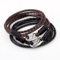 thumbnail image 3 of BR Elegante pulsera de color café con piel de vaca con vena de serpiente y hebilla de acero inoxidable para hombre, 3 of 5