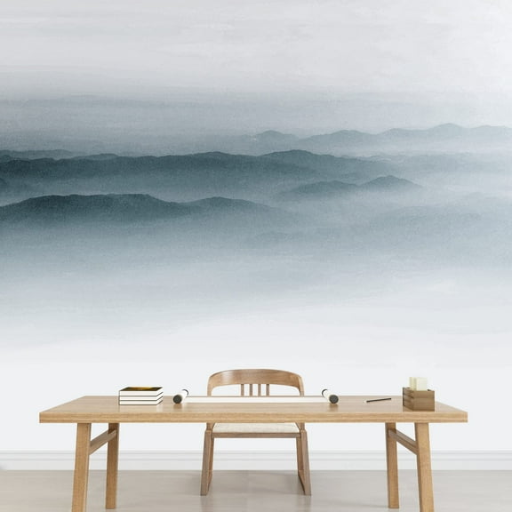 wall26 - Large Wall Mural - Landscape of Mountains Range in The Mist | Self-Adhesive Vinyl Wallpaper/Removable Modern Wall Decor - 66x96 inches