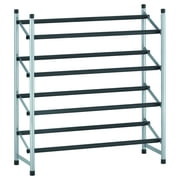 Mainstays 4-Tier Shoe Rack Black Rod, Steel Powder Coating Silver, up to 20 Pairs