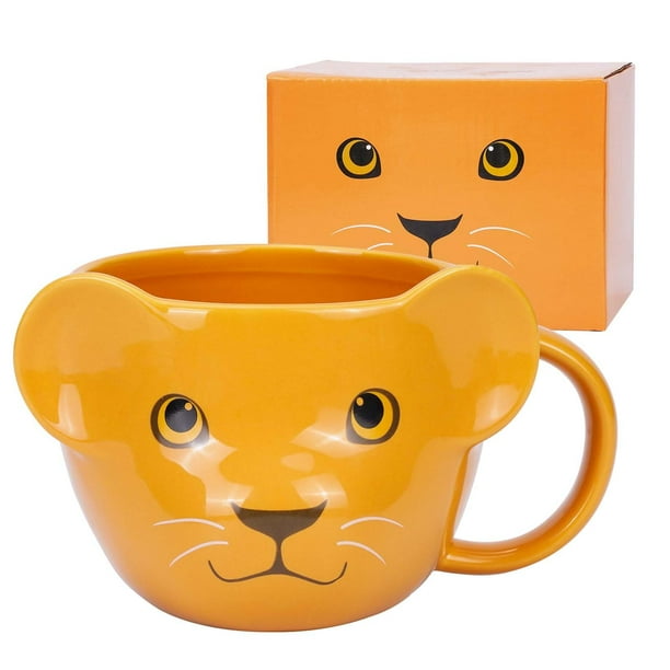 Taza de café de cerámica bonita de 470 ml de ToCooto Lion, color amarillo