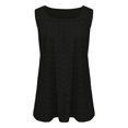 thumbnail image 6 of Lovskoo 2024 Tank Top for Women Solid Color Eyelet Pleated Square Collar Tank Tee Summer Casual Loose Sleeveless Shirt Black L, 6 of 8