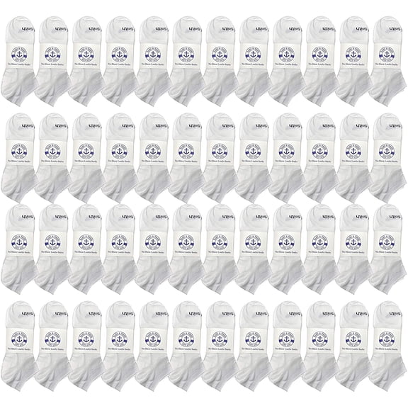 BILLIONHATS 48 Pairs of Kids Wholesale Shoe Liner Training Socks No Show Thin Low Cut Sport Ankle Bulk Socks, 6-8 (48 Pairs White)