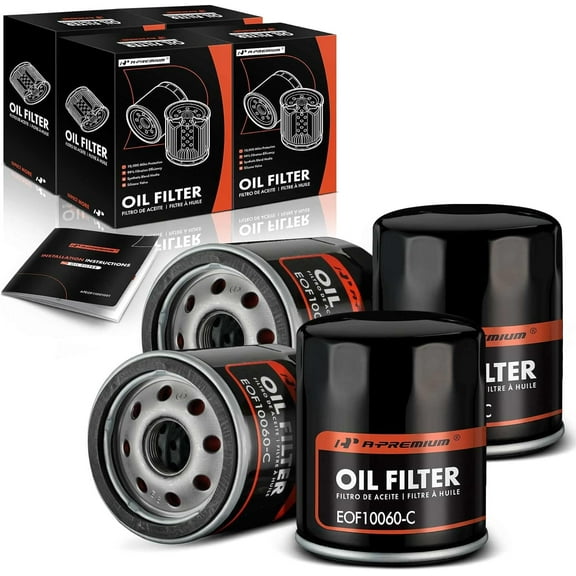 A-Premium 4-PC 10K Miles Protection Spin On Oil Filter Compatible with Chevrolet & GMC & Volkswagen & Jeep & Dodge & Mazda & Chrysler & Buick & Mitsubishi & Cadillac & Suzuki & Saab & Freightliner