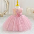 thumbnail image 6 of Little Girls 0-5Y Sleeveless A-Line Sequin Tulle Dress, Flower Decorated Princess Gown for Wedding Ceremony, Pageants & Evening Shows Hot Pink 3 Years, 6 of 7