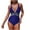 #361-Navy, variant on Women's Solid Color One Piece Swimsuit, Mesh Insert Halter Neck Bathing Suit, Tummy Control Swimwear for Beach Pool Vacation Gift