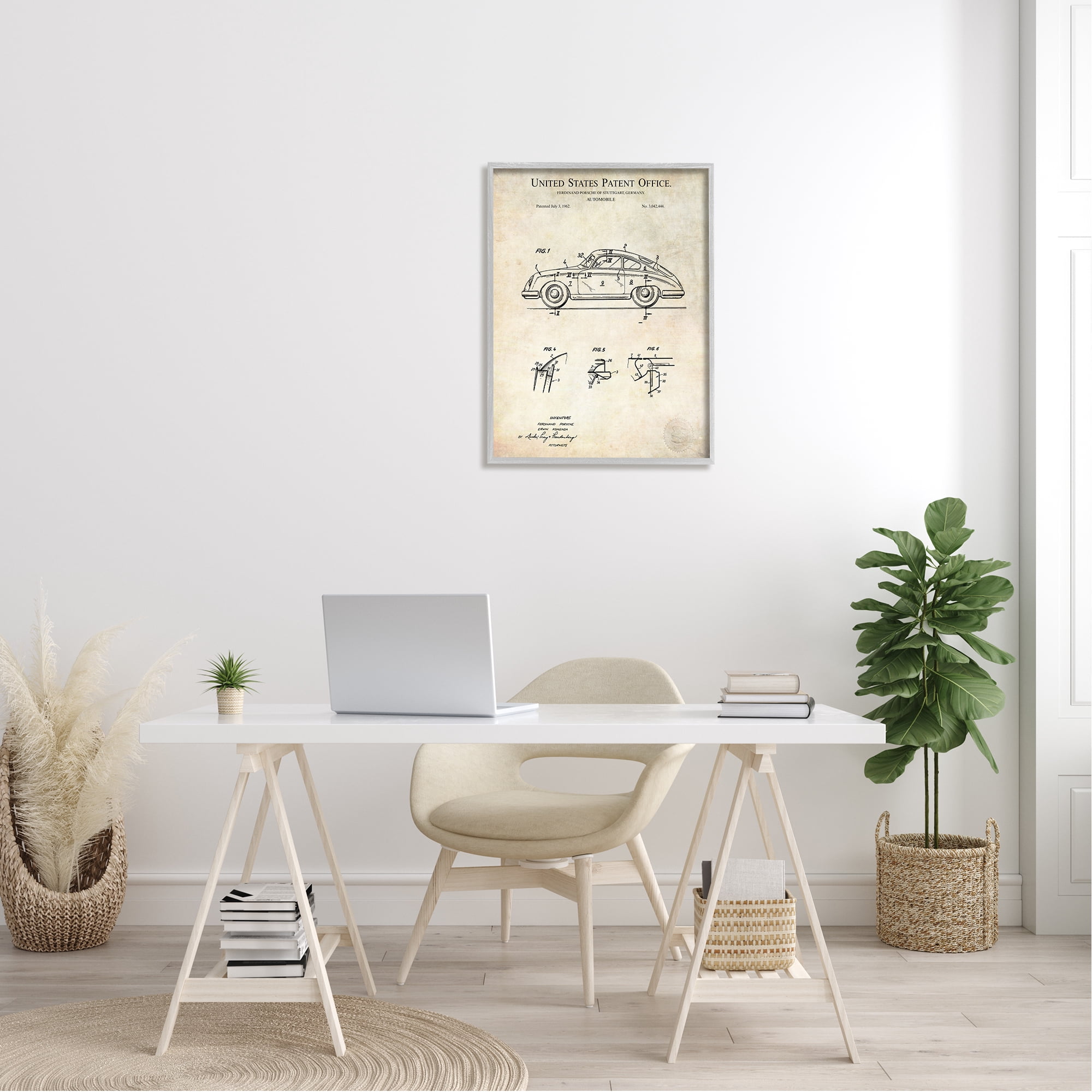 Stupell Industries Vintage Car Automobile Diagram Blueprint Patent Text Framed Wall Art, 24 x 30, Design by Karl Hronek