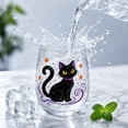 thumbnail image 6 of 2D Printed Halloween Stemless Glass Cup, Spooky Ghost Black Cat Pumpkin Pattern Wine Tumbler, Seasonal Halloween Party Drinkware Decor, 6 of 7