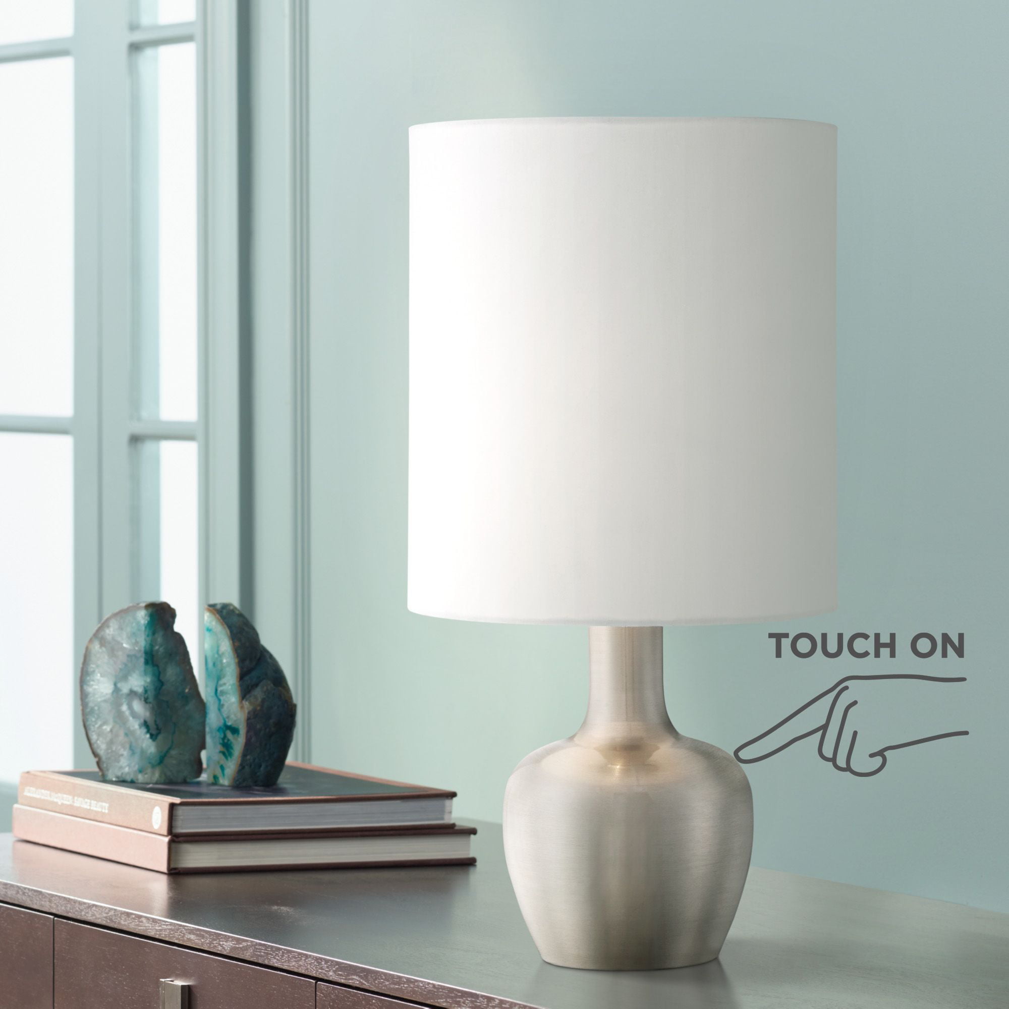 H Contempo Deluxe 3-Way Table Touch Lamp-White OK Lighting OK-815PL-SP1 23 in 