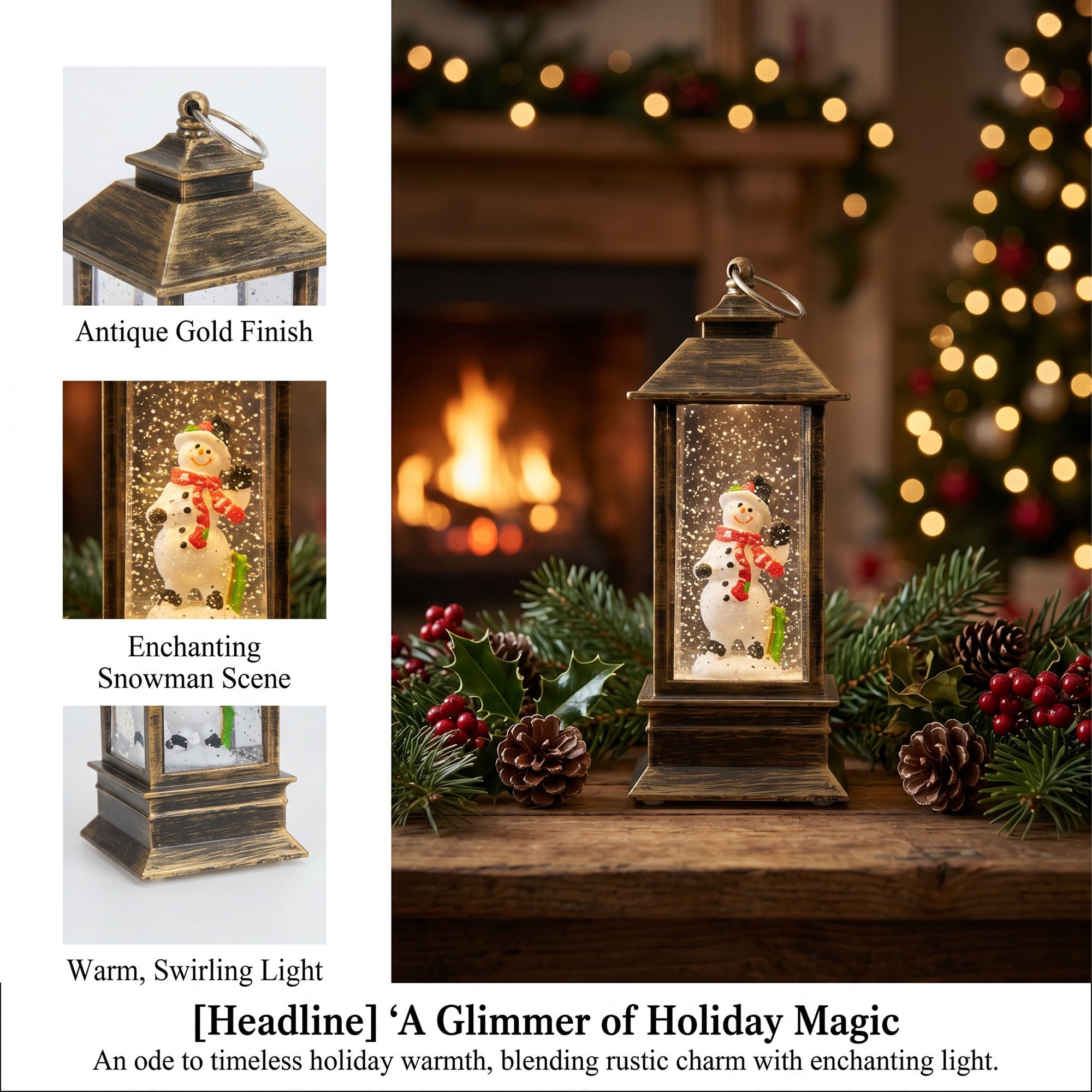 Unique Bargains Christmas Light Up Crystal Ball Mini LED Glitter Sphere Orb Brown Style E