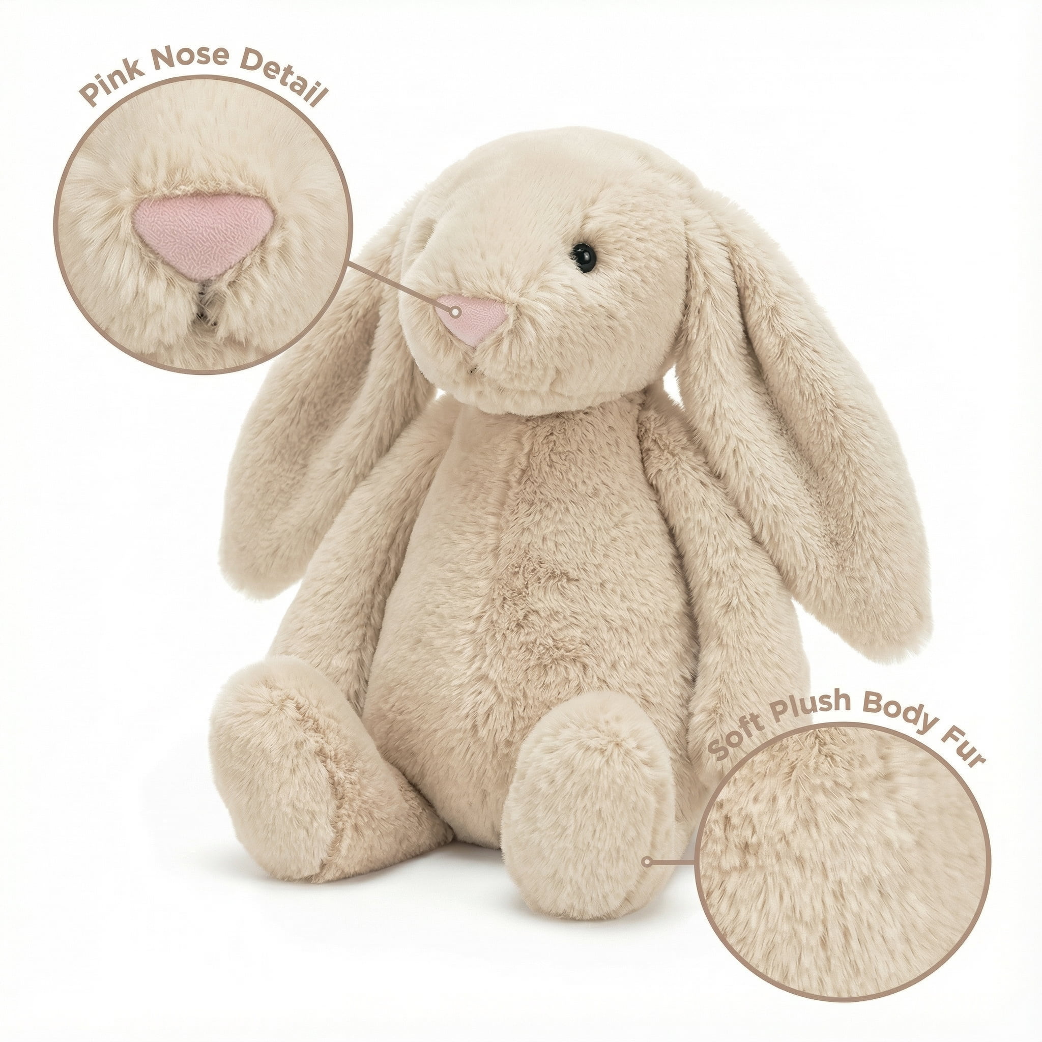 9.8" Creamy Oatmeal Beige Shaggy Easter Bunny Plush Toys - Solid Color Rabbit Stuffed Animal Doll - Fuzzy Neutral Sand Plushie for Boho Farmhouse Spring Decor & Gender Neutral Baby Gift