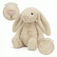 thumbnail image 3 of 9.8" Soft Stuffed Easter Bunny Plush Toy, Cute Floppy Eared Rabbit Pillow, Sweet Plushie for Easter Basket Stuffers & Spring Home Decor, Perfect Gift for All Ages (Creamy Oatmeal Beige), 3 of 8