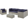 Modway Repose Outdoor Patio 7 Piece Sectional Set, Multiple Colors