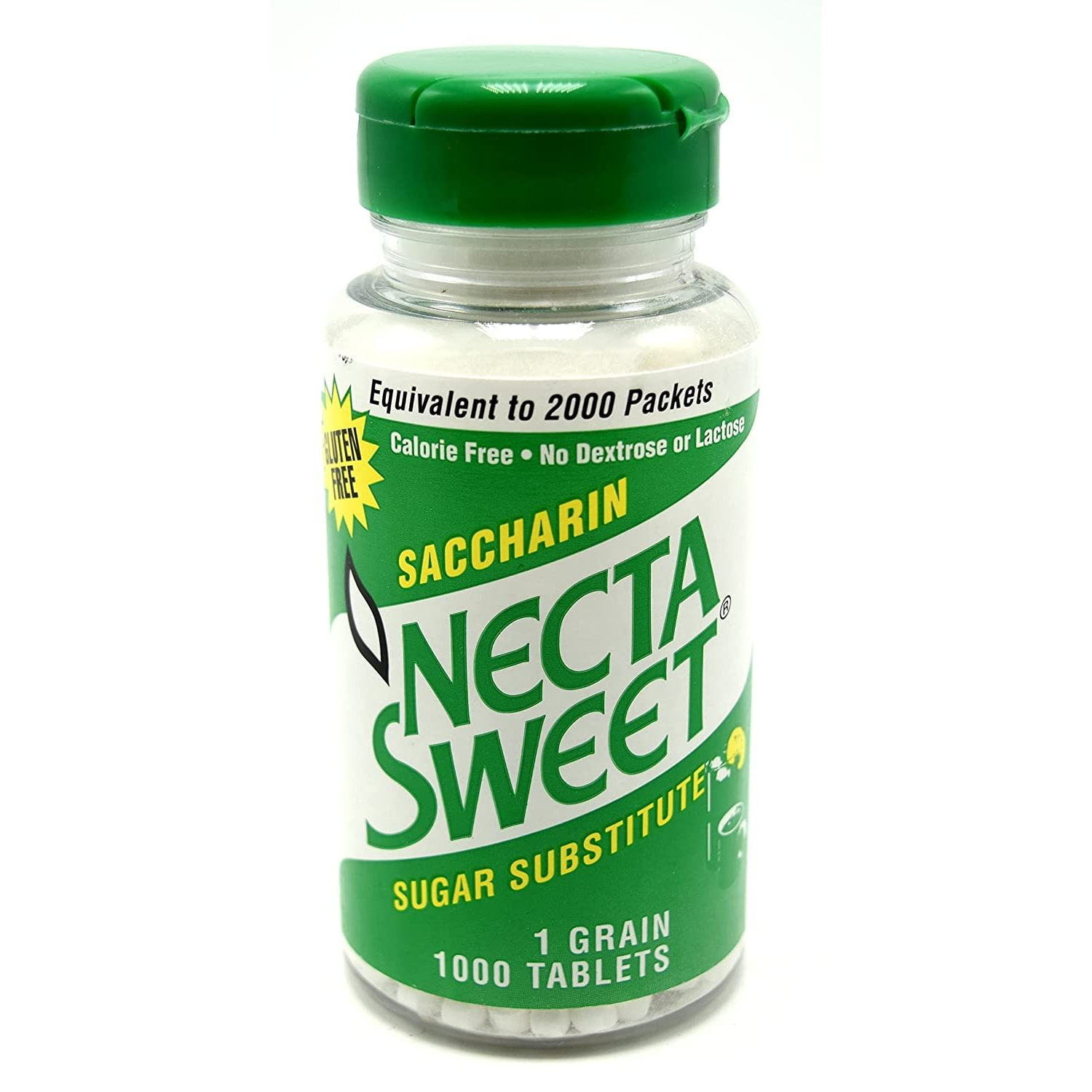 Necta Sweet Saccharin Tablets, 1 Grain, 1000 Tablet Bottle (Pack of 10