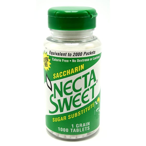 Necta Sweet Saccharin Tablets, 1 Grain, 1000 Tablet Bottle (Pack of 12