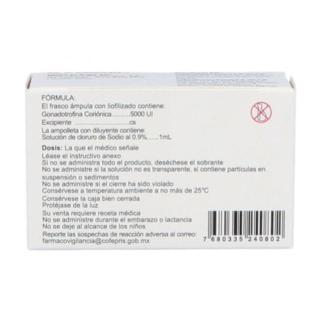 Choriomon Solución Inyectable 5000 UI No aplica No aplica Choriomon PIEZA