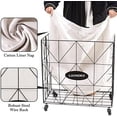 thumbnail image 7 of Mxfurhawa Iron Wire Laundry Hamper With Rolling Lockable Wheels, Foldable basket Organizer with Detachable Liner & Wheels(Black), 7 of 7