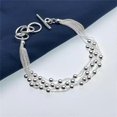 thumbnail image 4 of 925 Sterling Silver Bracelet with Six Rows of Light Pearls and Handcrafted Pearl Design, 20 cm Length, 4 of 5