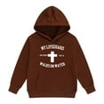 thumbnail image 2 of Tfken Toddler Children Girls Hoodies Soft Daily Wear Tops Cross Print Long Sleeve Coffee Sweatshirt Size 1-2 Years, 2 of 4