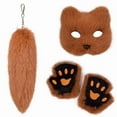 thumbnail image 4 of Multipurpose Sturdy Plush Foxes Mask and Gloves Tail Keychain Set Portable for Halloween Party Cosplay Accessories, 4 of 11